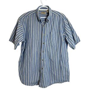 L.L. Bean Shirt Men's Size Large Blue & White Stripped Button Up